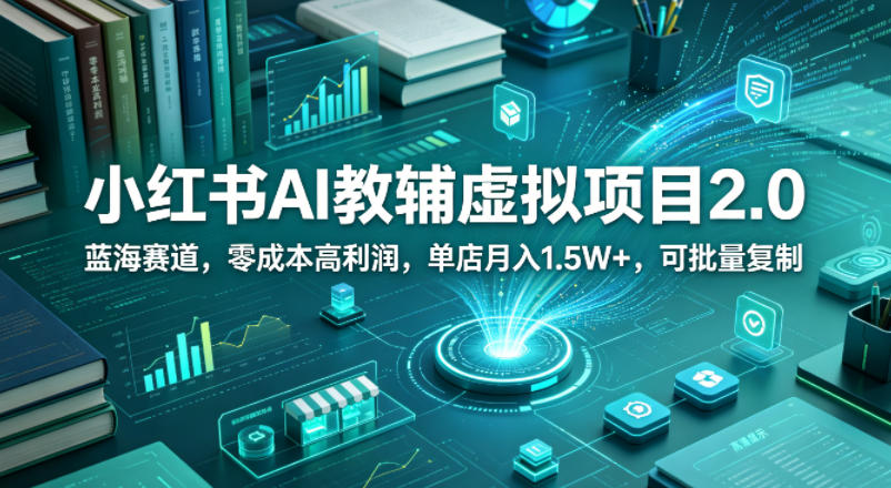 小红书AI教辅虚拟项目2.0，蓝海赛道，零成本高利润，单店月入1.5W+，可批量复制| 鹿鸣网创