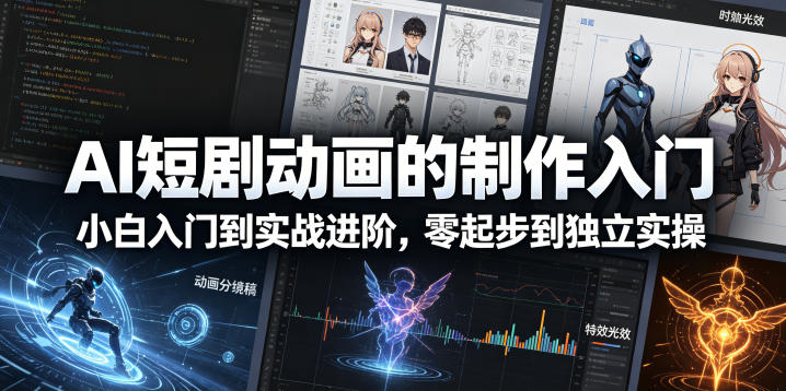AI短剧动画的制作入门，小白入门到实战进阶，零起步到独立实操| 鹿鸣网创