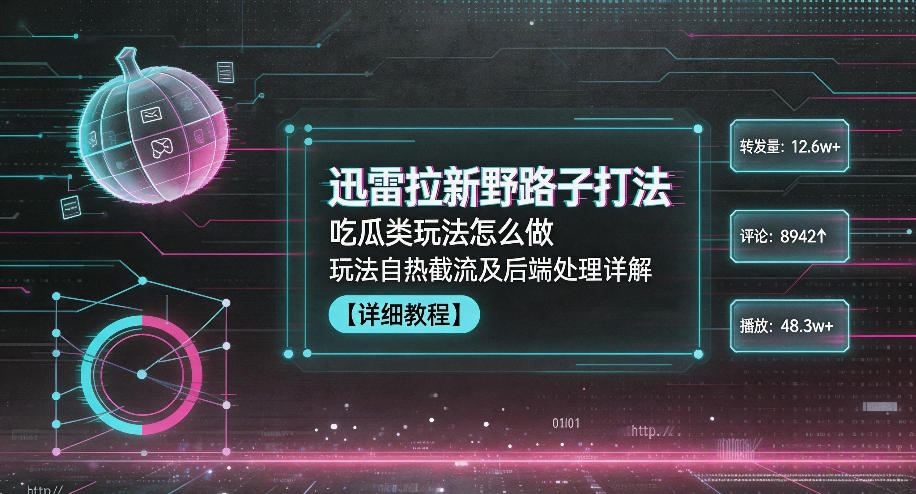 迅雷拉新野路子打法，吃瓜类玩法怎么做，玩法自热截流及后端处理详解| 鹿鸣网创
