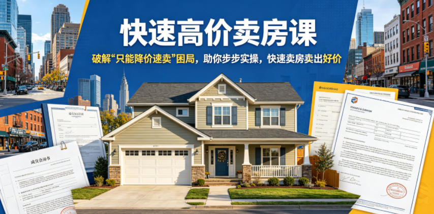 快速高价卖房课，破解“只能降价速卖”困局，助你步步实操，快速卖房卖出好价（更新2026）| 鹿鸣网创