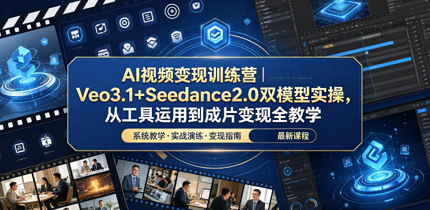 AI视频变现训练营｜Veo3.1+Seedance2.0双模型实操，从工具运用到成片变现全教学| 鹿鸣网创