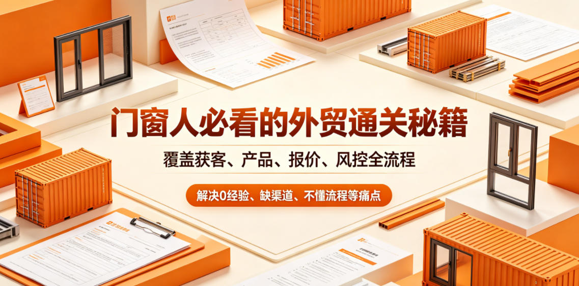 门窗人必看的外贸通关秘籍，块覆盖获客、产品、报价、风控全流程，解决0经验、缺渠道、不懂流程等痛点| 鹿鸣网创