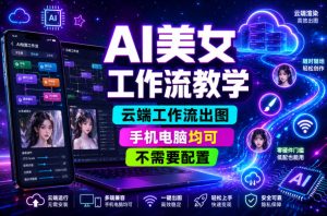 AI美女工作流教学，云端工作流出图，手机电脑均可，不需要配置，快速起号涨粉| 鹿鸣网创