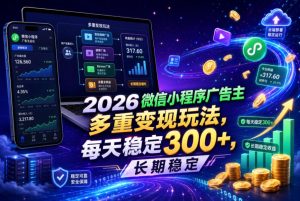 2026微信小程序广告主，多重变现玩法，每天稳定300+，长期稳定【揭秘】| 鹿鸣网创