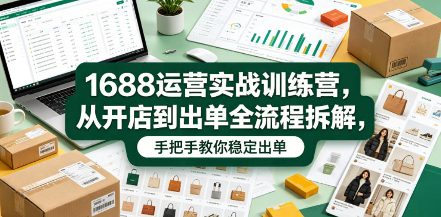 1688运营实战训练营，从开店到出单全流程拆解，手把手教你稳定出单| 鹿鸣网创
