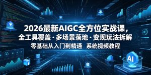 2026最新AIGC全方位实战课，全工具覆盖・多场景落地・变现玩法拆解，零基础从入门到精通系统视频教程| 鹿鸣网创