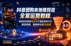抖音团购本地推投流全案运营教程，帮助实体商家低成本打通短视频引流、到店核销、复购转化的全链路| 鹿鸣网创