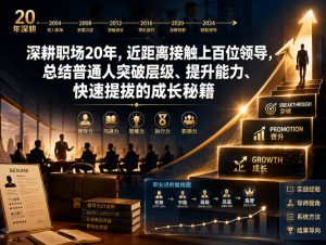 付费文章：深耕职场20年，近距离接触上百位领导，总结普通人突破层级、提升能力、快速提拔的成长秘籍（全网独家干货）| 鹿鸣网创