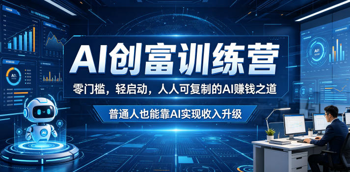AI创富训练营，零门槛，轻启动，人人可复制的AI賺钱之道，普通人也能靠AI实现收入升级| 鹿鸣网创