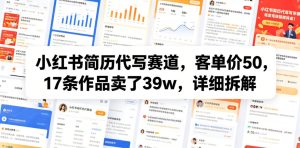 小红书简历代写赛道，客单价50，17条作品卖了39w，详细拆解| 鹿鸣网创