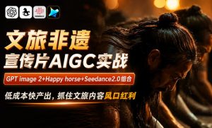 文旅非遗宣传片AIGC实战，GPT image 2+Happy horse+Seedance2.0组合，低成本快产出，抓住文旅内容风口红利| 鹿鸣网创