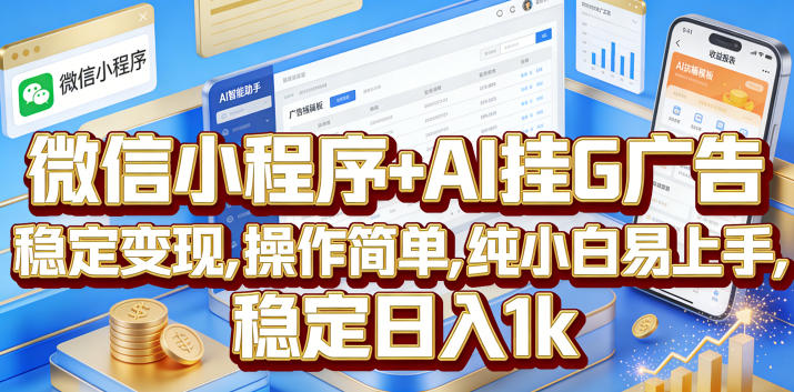 微信小程序+AI挂G广告，稳定变现，操作简单，纯小白易上手，稳定日入1k【揭秘】| 鹿鸣网创
