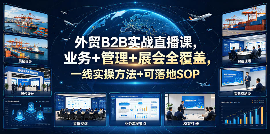 外贸B2B实战直播课，业务+管理+展会全覆盖，一线实操方法+可落地SOP| 鹿鸣网创