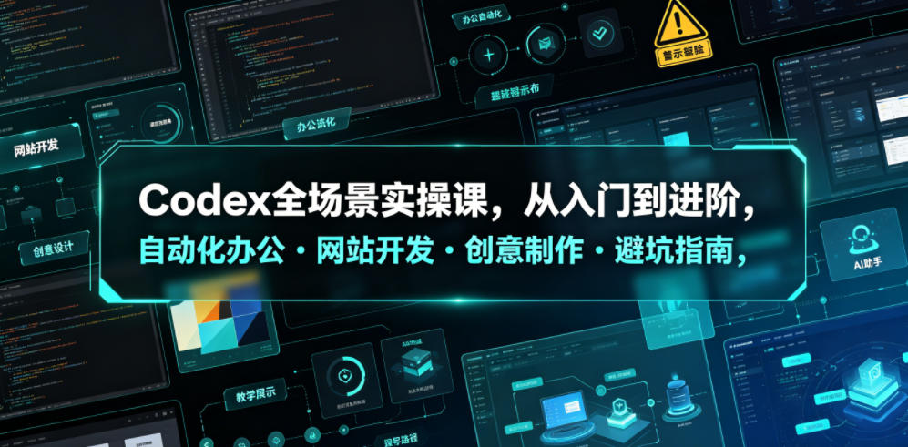 Codex全场景实操课，从入门到进阶，自动化办公・网站开发・创意制作・避坑指南，全流程教学| 鹿鸣网创