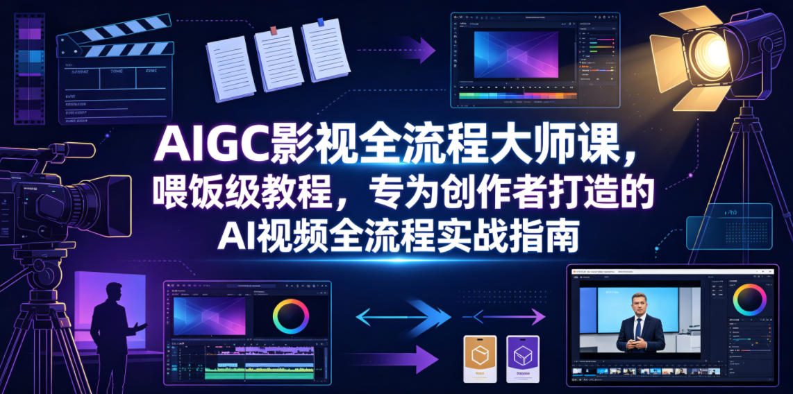 AIGC影视全流程大师课，喂饭级教程，专为创作者打造的AI视频全流程实战指南| 鹿鸣网创
