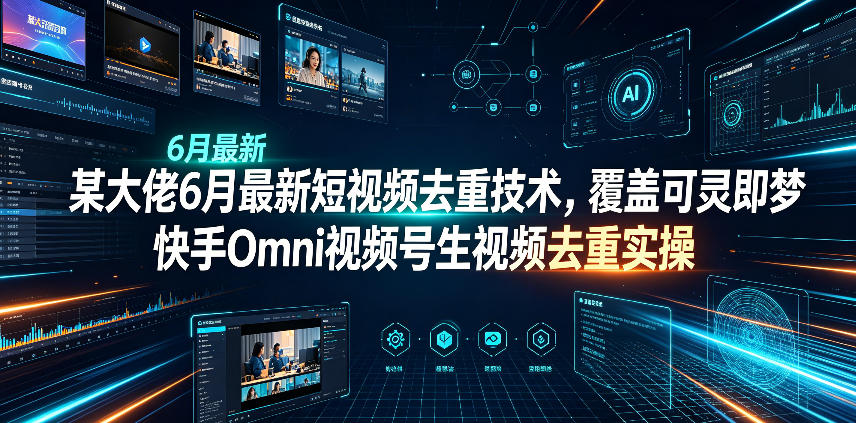 某大佬6月最新短视频去重技术，覆盖可灵即梦快手Omni视频号生视频去重实操| 鹿鸣网创