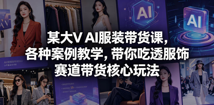 某大V AI服装带货课，各种案例教学，带你吃透服饰赛道带货核心玩法| 鹿鸣网创