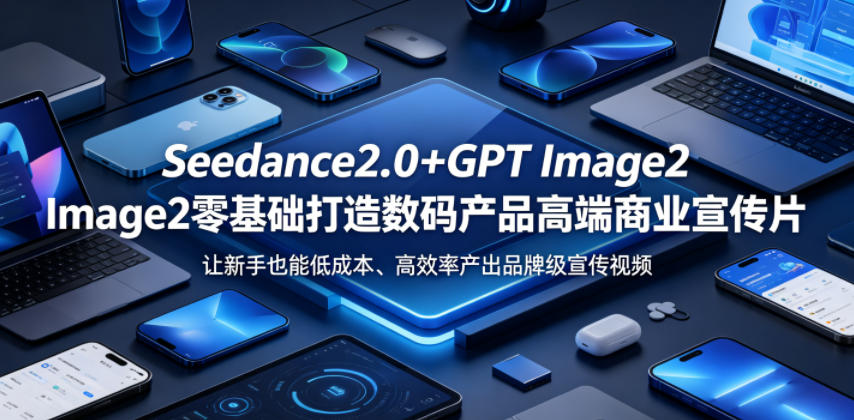 Seedance2.0+GPT Image2零基础打造数码产品高端商业宣传片，让新手也能低成本、高效率产出品牌级宣传视频| 鹿鸣网创