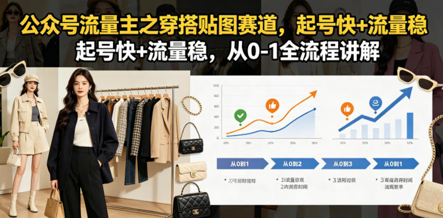 公众号流量主之穿搭贴图赛道，起号快+流量稳，从0-1全流程讲解| 鹿鸣网创