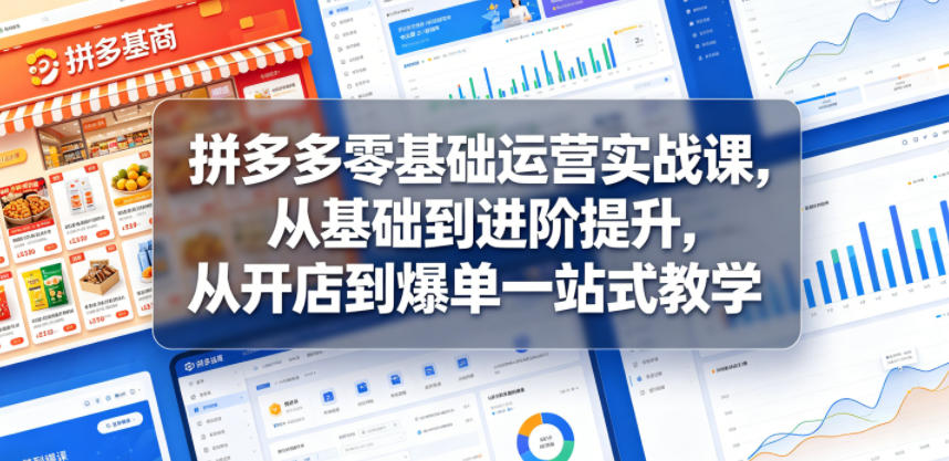 拼多多零基础运营实战课，从基础到进阶提升，从开店到爆单一站式教学| 鹿鸣网创