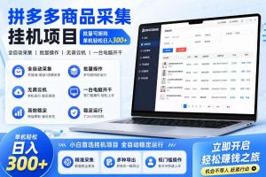 拼多多商品信息采集挂G项目，批量可矩阵，单机轻松日入300+，长期稳定【揭秘】| 鹿鸣网创