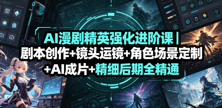 AI漫剧精英强化进阶课｜剧本创作+镜头运镜+角色场景定制+AI成片+精细后期全精通| 鹿鸣网创