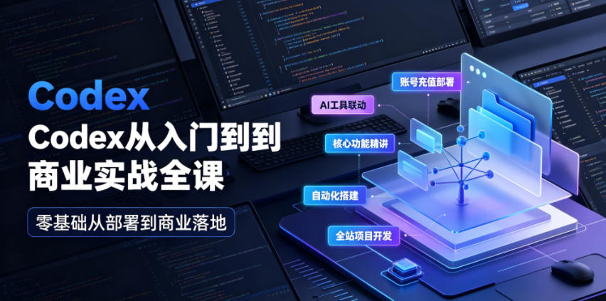 Codex从入门到商业实战全课｜账号充值部署、AI工具联动、核心功能精讲、自动化搭建、全站项目开发零基础教程| 鹿鸣网创