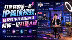 打造你的第一条IP置顶视频，短视频IP打造精品单课，帮你一招打造人设| 鹿鸣网创