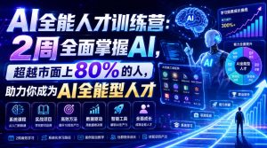 AI全能人才训练营：2周全面掌握AI，超越市面上80%的人，助力你成为AI全能型人才| 鹿鸣网创
