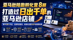 亚马逊陪跑孵化营8期，打造过日出千单的亚马逊店铺，新手0到1开店、注册风控避坑、标准化运营SOP全套落地课| 鹿鸣网创