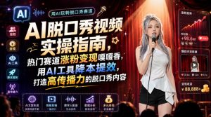 AI脱口秀视频实操指南，热门赛道涨粉变现嘎嘎香，用AI工具降本提效，打造高传播力的脱口秀内容| 鹿鸣网创