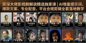 资深大佬影视剧解说精选独家课|AI增量提示词、爆款文案、专业配音、平台合规剪辑全套落地教学| 鹿鸣网创
