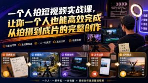 一个人拍短视频实战课,让你一个人也能高效完成从拍摄到成片的完整创作| 鹿鸣网创