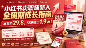 小红书卖职场新人全周期成长指南，客单价29.8，55天卖了1.9w！| 鹿鸣网创