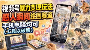 视频号暴力变现玩法，感人瞬间绘画赛道，手机电脑均可| 鹿鸣网创