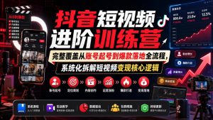 抖音短视频进阶训练营,完整覆盖从账号起号到爆款落地全流程,系统化拆解短视频变现核心逻辑| 鹿鸣网创