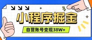 微信小程序掘金，团队自营小程序累计变现38W+，稳定运营三年，一部手机即可操作【揭秘】| 鹿鸣网创
