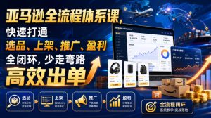 亚马逊全流程体系课，快速打通选品、上架、推广、盈利全闭环，少走弯路高效出单| 鹿鸣网创