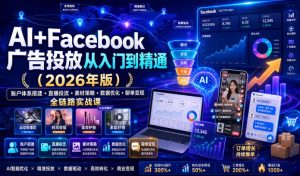 AI+Facebook广告投放从入门到精通（2026年版）｜账户体系搭建・直播投流・素材策略・数据优化・聊单变现全链路实战课| 鹿鸣网创