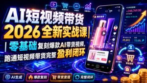 AI短视频带货2026全新实战课｜零基础复刻爆款AI带货视频，跑通短视频带货完整盈利闭环| 鹿鸣网创