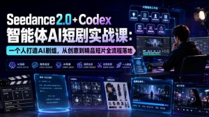 Seedance2.0+Codex智能体AI短剧实战课：一个人打造AI剧组，从创意到精品短片全流程| 鹿鸣网创