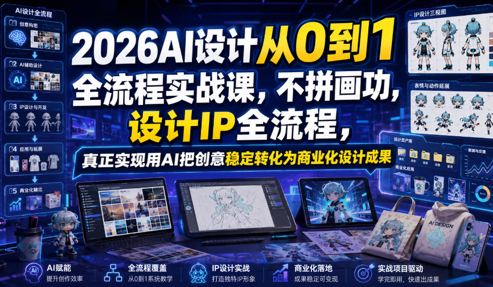 2026AI设计从0到1全流程实战课，不拼画功，设计IP全流程，真正实现用AI把创意稳定转化为商业化设计成果| 鹿鸣网创