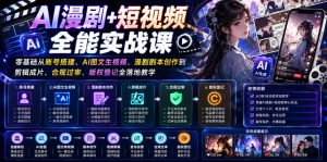 AI漫剧+短视频全能实战课｜零基础从账号搭建、AI图文生视频、漫剧剧本创作到剪辑成片、合规过审、版权登记全落地教学| 鹿鸣网创