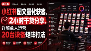 小红书图文量化获客，2小时干货分享，详解单人运营20台设备矩阵打法| 鹿鸣网创