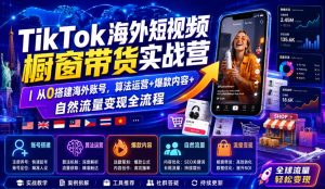 TikTok海外短视频橱窗带货实战营｜从0搭建海外账号，算法运营+爆款内容+自然流量变现全流程| 鹿鸣网创
