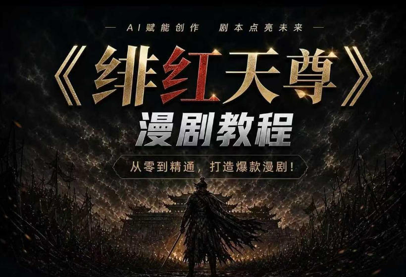 绯红天尊AI漫剧系统教程｜从零入门到精通，工具运用+剧本创作+爆款逻辑+提示词素材+镜头剪辑，全套爆款漫剧落地实战课| 鹿鸣网创