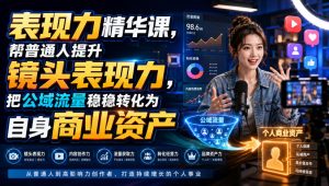 表现力精华课，帮普通人提升镜头表现力，把公域流量稳稳转化为自身商业资产| 鹿鸣网创