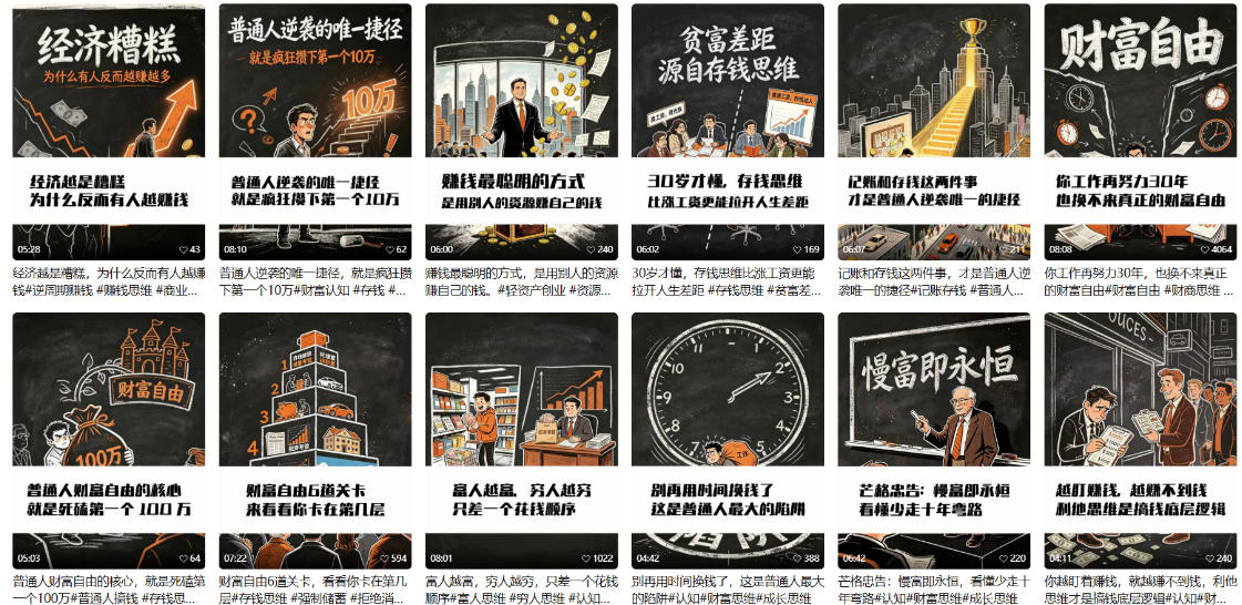 【AI书单】财富书籍图文解读玩法，一键直出，几十条视频，跑出1000单，全流程拆解，新手也可以上手| 鹿鸣网创