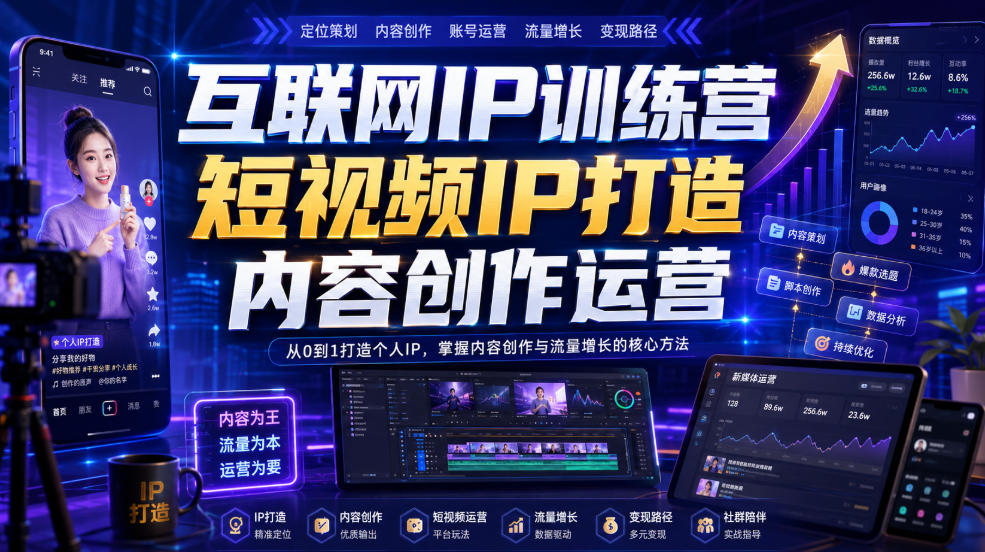 互联网IP训练营，短视频IP打造，内容创作运营| 鹿鸣网创
