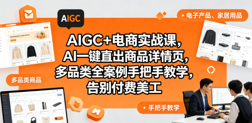 AIGC+电商实战课，AI一键直出商品详情页，多品类全案例手把手教学，告别付费美工（更新0820）| 鹿鸣网创